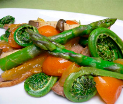 鴨肉と春野菜と金柑のグリル