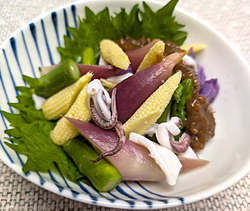 ヤングコーンとミョウガのぬた